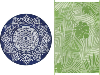Boho 6 Ft round Outdoor Rug and 6X9 Outdoor Rugs for Patios Plastic Straw Rug Le