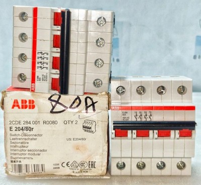 ABB E204/80R SWITCH DISCONNECTOR ISOLATOR 80A 4POLE 2CDE284001R0080 LOT OF 2 PCS