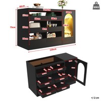 Sonnenh Sideboard Schwarz 120 X 40 X 75 Cm Mdf Led Stauraum