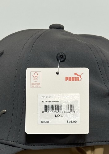 Puma Men's Polyester Baseball Cap Gray with Silver Puma - Stretch Fit L/XL - Picture 4 of 7