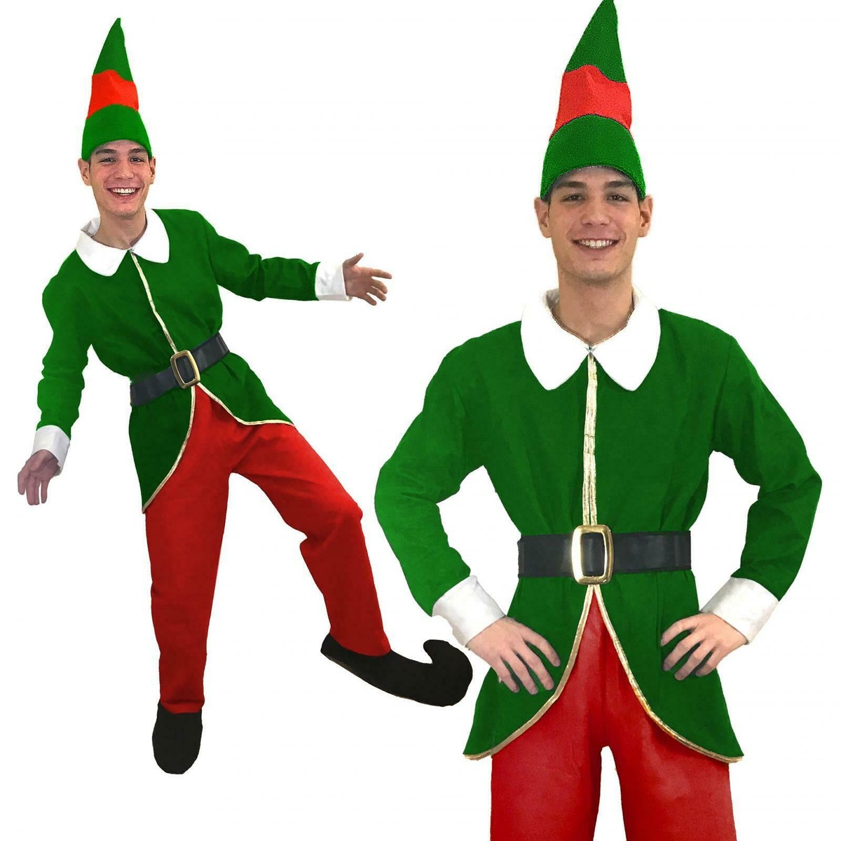Elf Costume man Santas Little Helper Fancy Dress Boys Outfit mens Christmas