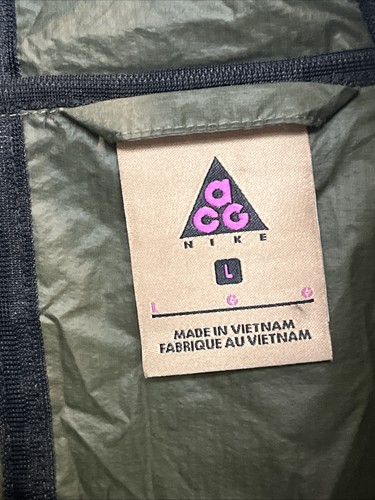 Nike ACG Nylon Parka Jacket Hoodie Olive - Black Sz L Large Hiking Packable NWOT - Picture 3 of 14