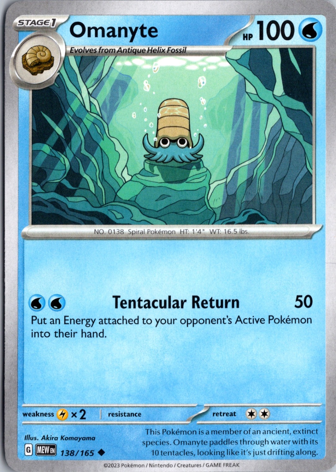 Omanyte - Normal Uncommon SV: Scarlet & Violet 151 138/165 NM