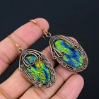 Abalone Shell Gemstone Copper Wire Wrap Jewelry Earring 2.64 X-Mas Gift m773