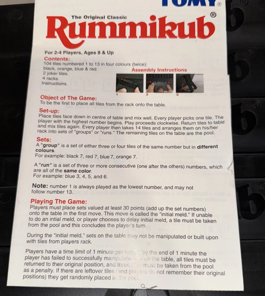 Classic Rummikub GAME by Tomy, 1995 - Complete - VGC - Image 3 of 4