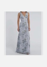 JENNY YOO Tatum blue gray floral maxi dress sz 18