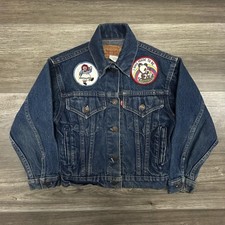 Vintage Levi's Denim Jacket Kids Small Blue Type III Patches 37406-0215 USA 80s