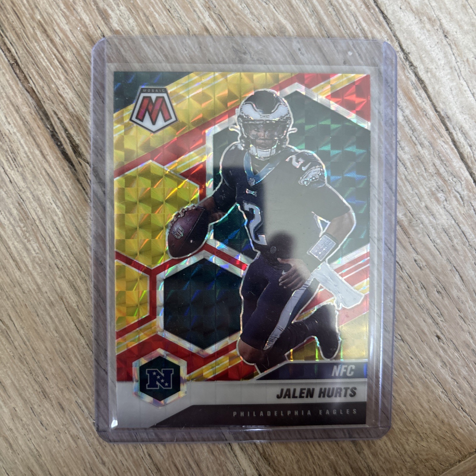 2021 Mosaic - Jalen Hurts #160 Choice Fusion Red & Yellow Mosaic Prizm /80