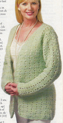 Lady's Pistachio Sweater crochet pattern instructions