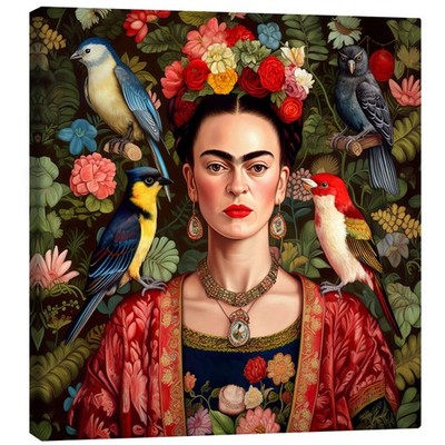 Leinwandbild Frida Kahlo mit exotischen Vögeln - Mark Ashkenazi