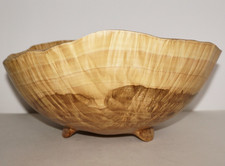 Vintage GERRY SMITH Hand-Turned  Carved Chestnut Oak 11" Burl Wood Bowl USA