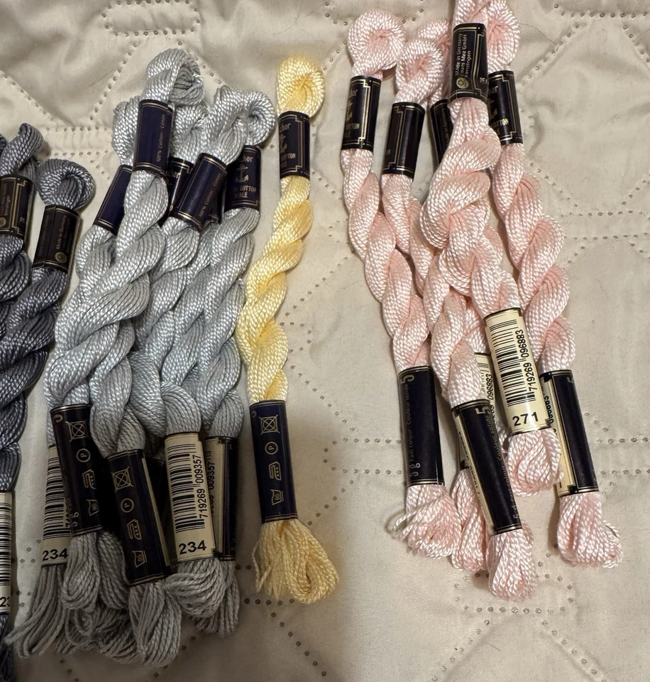 Anchor #5 Perle Pearl Cotton Floss Misc Colors Full Skeins Lot Of 23 Pink Gray - Image 3 of 4