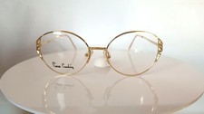 Luxury eyeglasses, Gold plated, PIERRE CARDIN, garnets, oval, scallop, frames