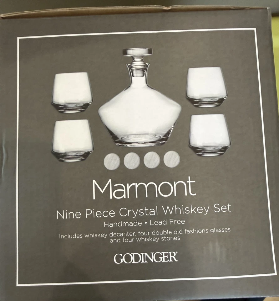 Whiskey 6 Piece Crystal Set (Decanter, 4 Double Old Fashion Glass, 4 Whisk stone - Image 3 of 4