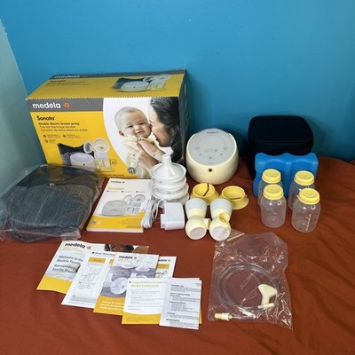 NEW Medela Sonata Double Electric Breast Pump w/ 4 Bottles, Cooler, Bag, BT App