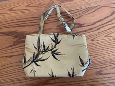 Small Evening Gold Satin Bamboo Leaf Evening Bag Clutch