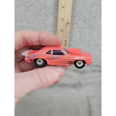 Johnny Lightning 1997 Playing Mantis Drag Car Salmon Pink Purple Flames Diecast