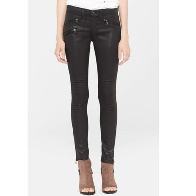 Rag & Bone Women's Black The Zip Coated Super Skinny Jeans Size 26