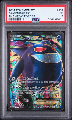 2014 POKEMON XY PHANTOM FORCES #114 FULL ART/GENGAR EX PSA 1 - FRESH CERT