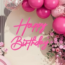 Happy Birthday Sign for Backdrop - Hot Pink Felt 'Happy Birthday' Letter Sign...