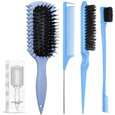 Curl Defining Brush, Curly Hair Brush Products with 3 Pcs Slick Back Hair Brush 