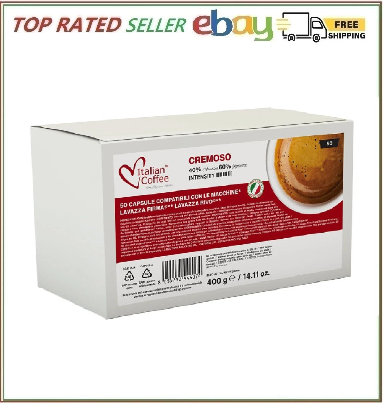 Italian Coffee Capsules Cremoso for RIVO Machines 50 Count - product detail image 1