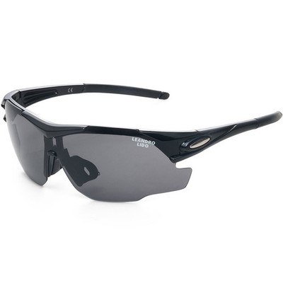 Stylische LEANDRO LIDO Challenger One Sport Sonnenbrille schwarz