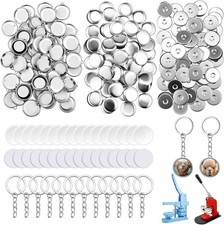 60 Sets Keychain Button Making Supplies Double Sided Keychain Double-Sided Metal