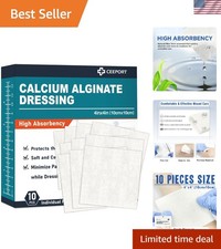 4" x 4" Non-Stick Calcium Alginate Wound Dressing - 10 Aseptic Packs Included