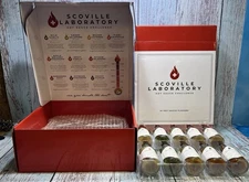 Gourmet Scoville Laboratory Hot Sauce Challenge Gift Set of 10.Box And Rack Inc