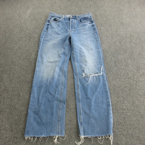 Frank & Eileen Monaghan Jeans Womens 28 Light Wash High Rise Straight Distressed