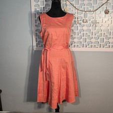 Calvin Klein Coral Pink Sleeveless Fit and Flare Tiered Seam Midi Dress Size M