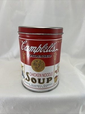 1998 Campbell's Chicken Noodle Soup Coin Piggy Bank Tin Can No Box Pre Owned