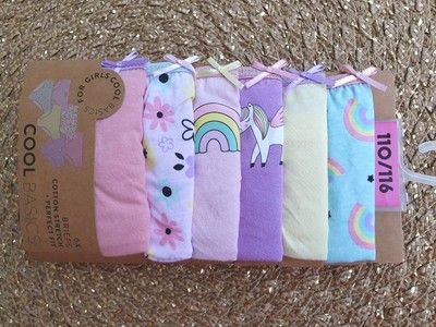 6er-Pack Mädchen Unterhose Slips Schlüpfer Panty Baumwolle Einhorn   Gr 110 116