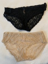 Vtg New VICTORIA S SECRET Y2K Large LACE BRIEF PANTIES Calecon Black Nude