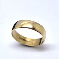 9ct Gold Band Ring Size M 1/2 Hallmarked 9k Yellow Gold 5mm Wedding Band