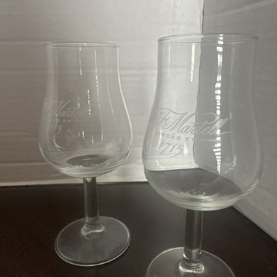Pair of J&F Martell Cognac Tulip Shape Cognac Brandy Snifter Glasses, 5'' Tall