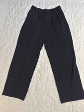 St. John Basics Pants Sz 6 Black Santana Knit Pleated Pull On Classic Pockets