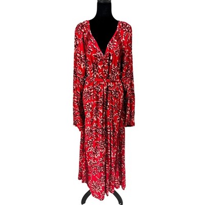 knee length dresses for ladies Oh Polly Aldona Slinky Jersey Rose Detail Maxi Dress in Scarlet Red