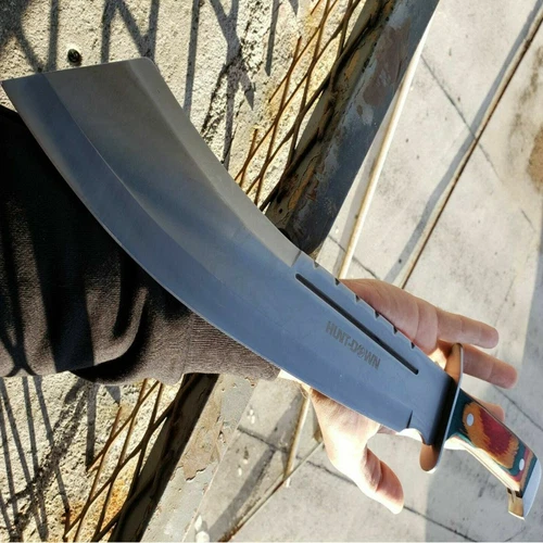 19" Full Tang HUNTING MACHETE KNIFE w/ SHEATH Fixed Blade Wood Handle 3CR13 
