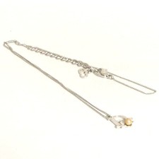 Authentic Christian Dior Logo Necklace Silvertone Faux Pearl 42cm/16.5" Vintage