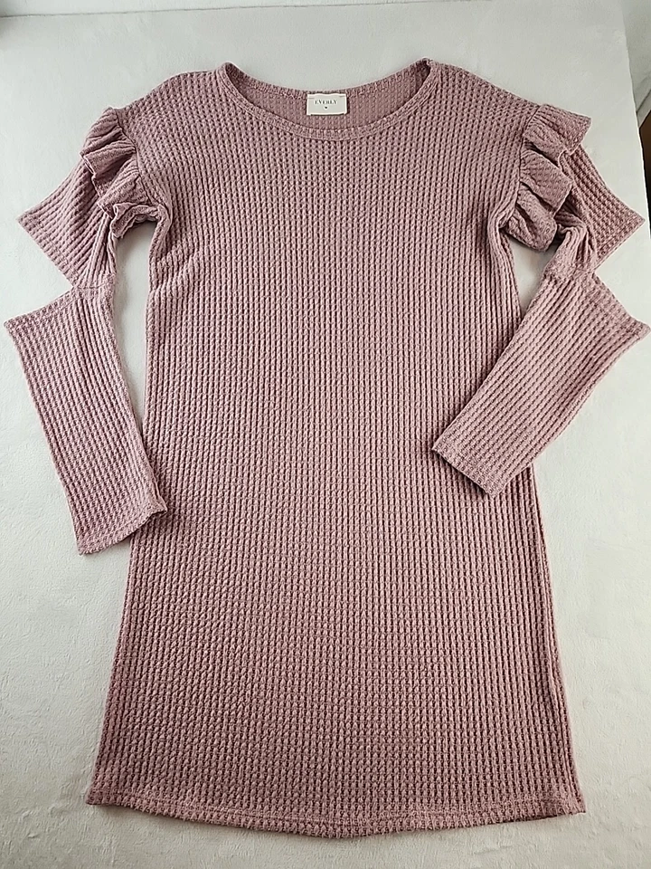 Vestido Everly Mujer Tejido Suéter Vestido Codo Frío Rosa Peso Ligero Talla S Foto 2 de 4