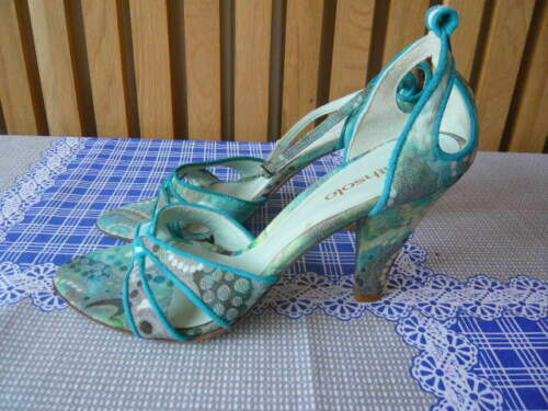 Faith Solo blue green ankle strap shoes floral sandals UK6 Eur39 VINTAGE NEW Â£55 | eBay