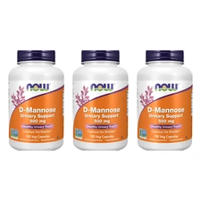 3-Pack Now Foods D-Mannose 500 mg 120 Veg Capsules Urinary Health *EXP 08/2028*