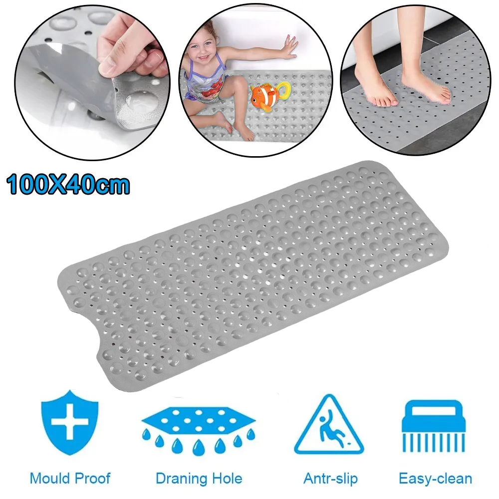 Non-Slip Bath Tub Mat (40 X 16)Inch Extra Long Antibacterial Bathroom Shower Mat