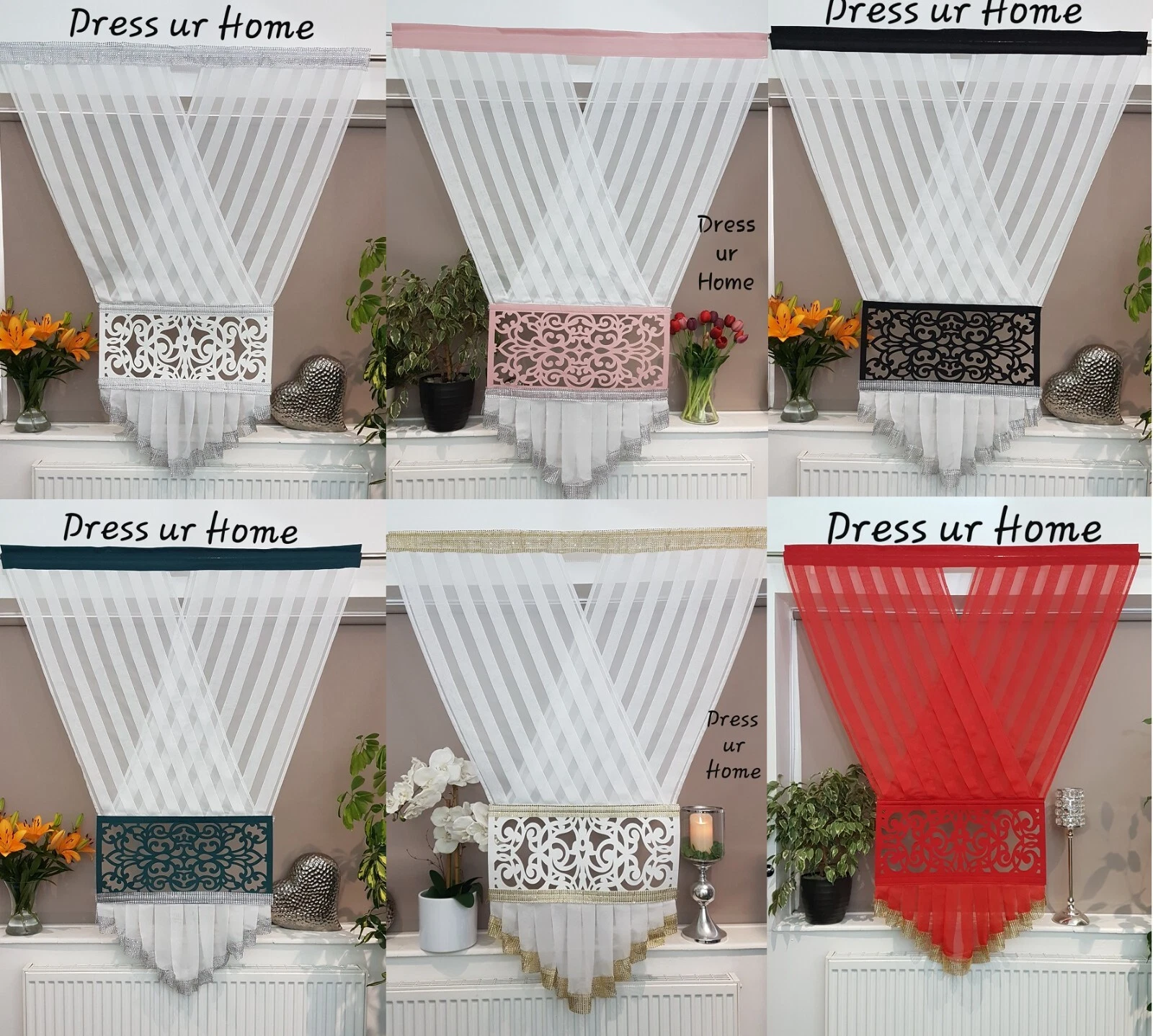 Amazing panel net curtain voile and felt zircons diamante small widnow