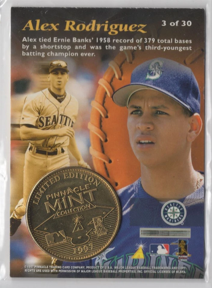 1997 PINNACLE MINT COLLECTION PLUS COIN ALEX RODRIGUEZ R45 - Image 2 of 2