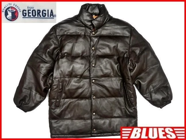 Japan Used Fashion Novelty Mens Leather Down Jacket Tea Coat