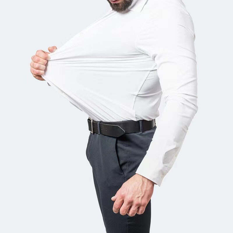 Full Elastic Force Non-ironing Men's Long-sleeved Vertical Shirt-image