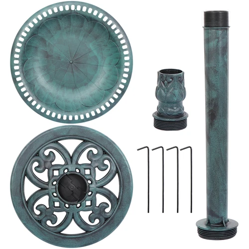 28'' Bird Bath Vintage Bird Bath Bowl Feeder Fountain Outdoor Garden Green/Broze - Picture 8 of 21